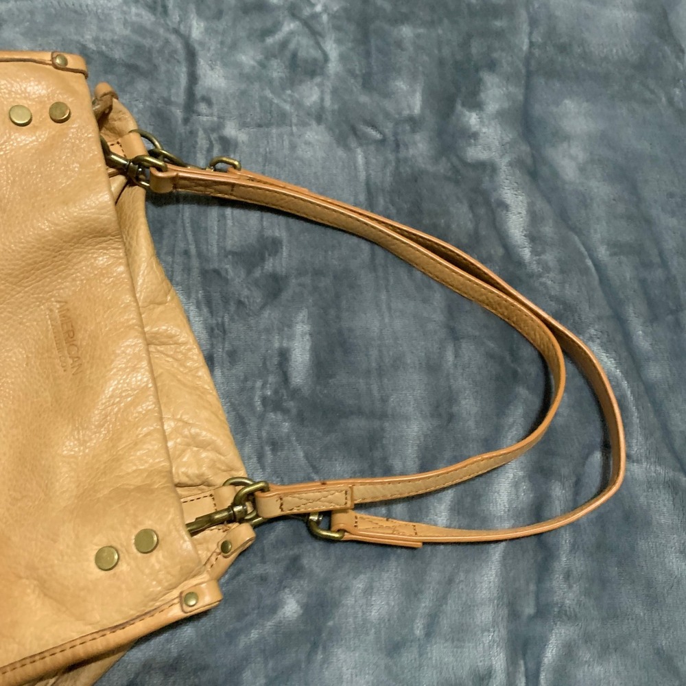 American Leather Co. Lenox Satchel Tan Leather Shoulder Bag Purse Triple Entry - Picture 16 of 16